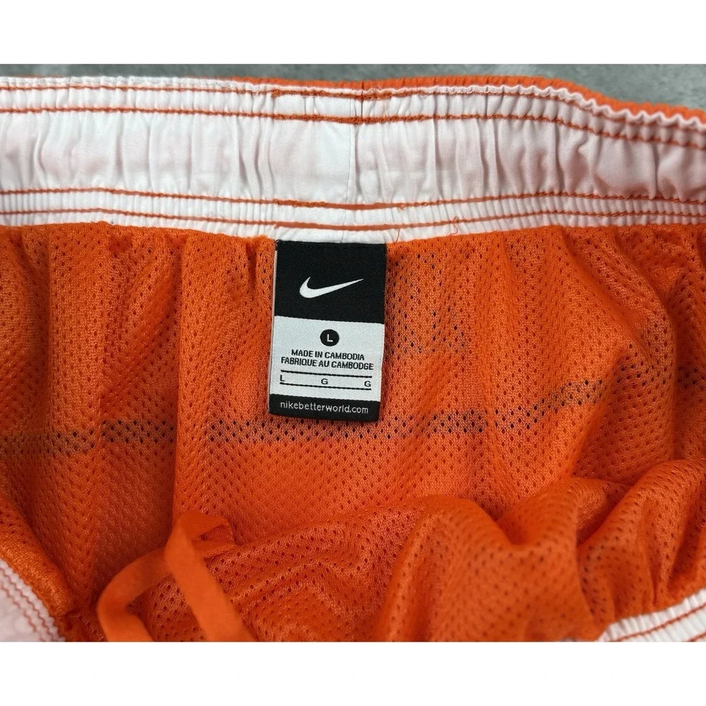Nike Swim Trunks Mens Large Orange Board Shorts Mesh Lined Swoosh